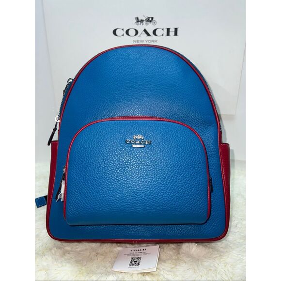🔥🎁NWT! Coach Court Backpack Colorblock Blue/Red CR768 Msrp:$450.00 - Picture 2 of 12